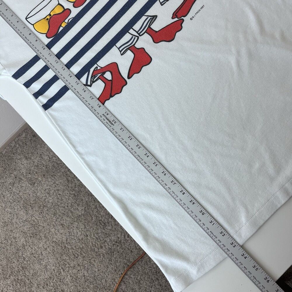 Vintage BJ Frog Sleep Shirt Womens Medium 80s Ducks Sailor Nautical Stripe Retro - Picture 8 of 11
